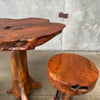 Mid Century Modern Live Edge Koa Wood Table & Two Stools Set