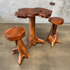 Mid Century Modern Live Edge Koa Wood Table & Two Stools Set