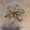 Vintage Hollywood Regency Tole Side Table With Iron Base & Glass Top #2
