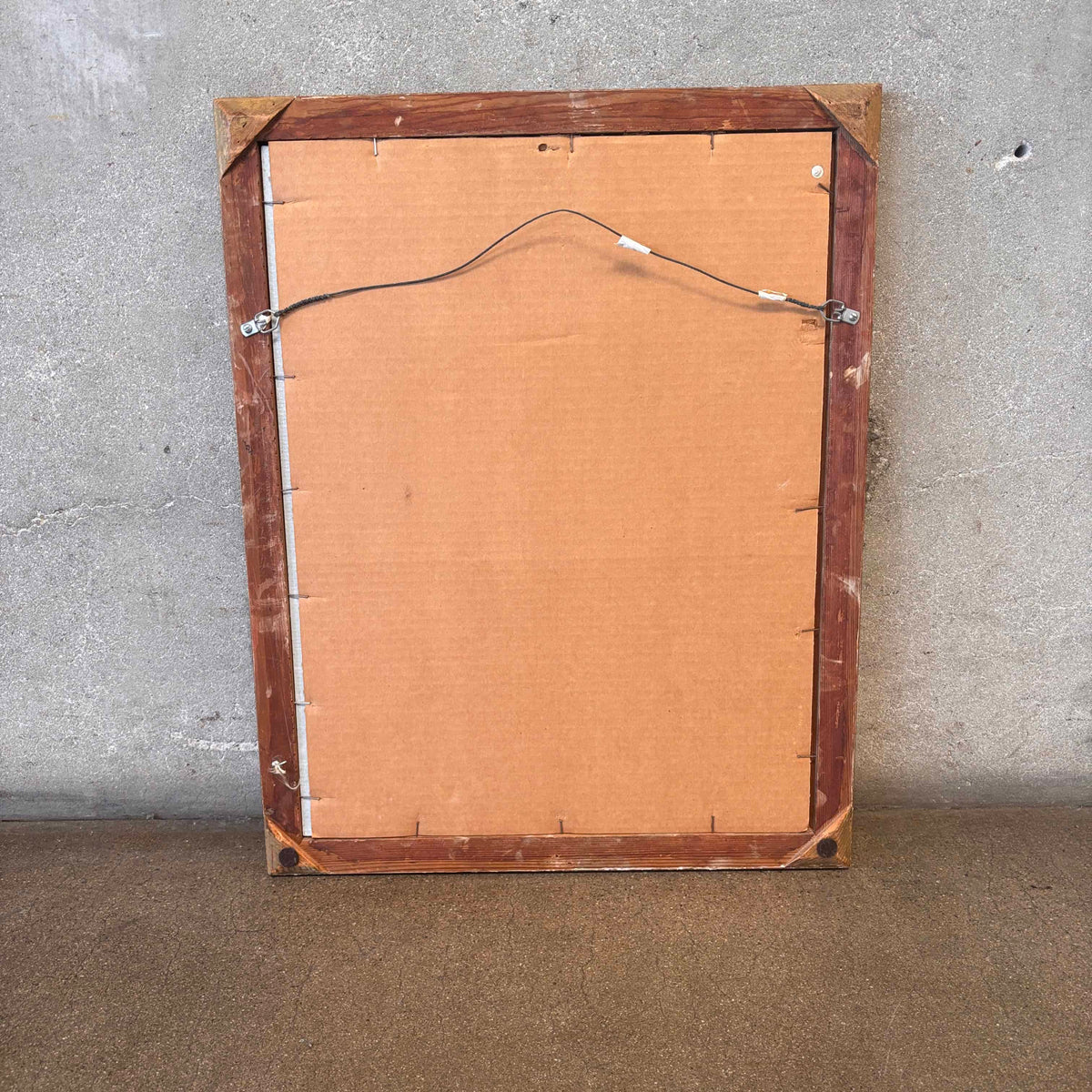 Vintage Rectangular Beveled Wall Mirror with Carved Gilded Wood Frame