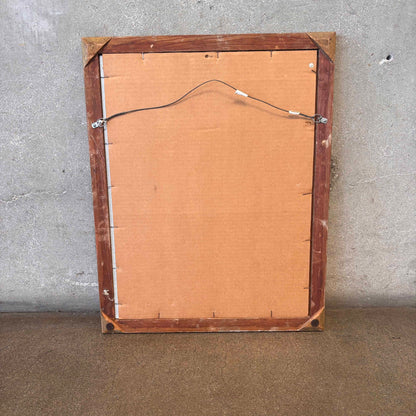 Vintage Rectangular Beveled Wall Mirror with Carved Gilded Wood Frame