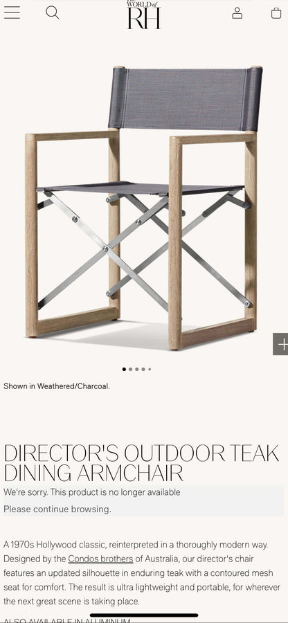 Director's Outdoor Teak Dining Armchair by Condos Brothers for Restoration Hardware #6