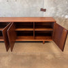 Vintage 60s/70s Cal-Mode Sun Inlaid 4 Bay Walnut Credenza