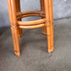Set of Four Mid Century Modern Bamboo Barstools With Black Vinyl Seats