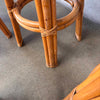 Set of Four Mid Century Modern Bamboo Barstools With Black Vinyl Seats