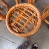 Set of Four Mid Century Modern Bamboo Barstools With Black Vinyl Seats
