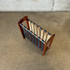 Mid Century Walnut & Leather Magazine Rack