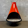 Vintage Mid Century Modern Orange Porcelain Enamel Conical Fireplace