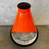 Vintage Mid Century Modern Orange Porcelain Enamel Conical Fireplace