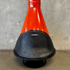 Vintage Mid Century Modern Orange Porcelain Enamel Conical Fireplace