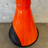 Vintage Mid Century Modern Orange Porcelain Enamel Conical Fireplace