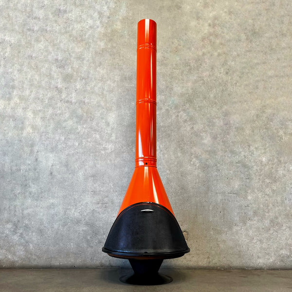 Vintage Mid Century Modern Orange Porcelain Enamel Conical Fireplace