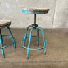 Pair Antique Industrial Adjustable Stools