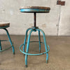 Pair Antique Industrial Adjustable Stools