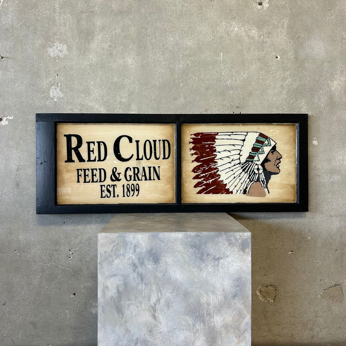 Vintage Reverse Hand-Painted Window