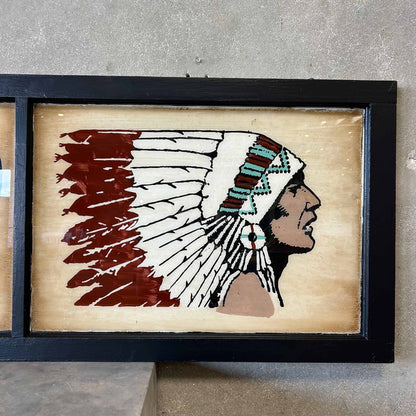 Vintage Reverse Hand-Painted Window
