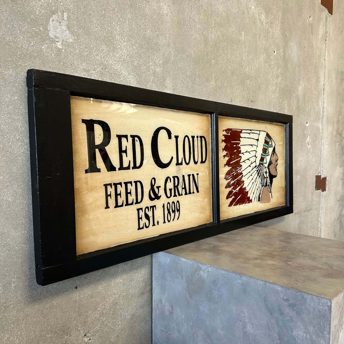 Vintage Reverse Hand-Painted Window