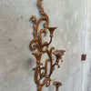 Italian Six Arm Wall Candle Sconce In Gilded Steel & Wood