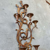 Italian Six Arm Wall Candle Sconce In Gilded Steel & Wood