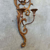 Italian Six Arm Wall Candle Sconce In Gilded Steel & Wood