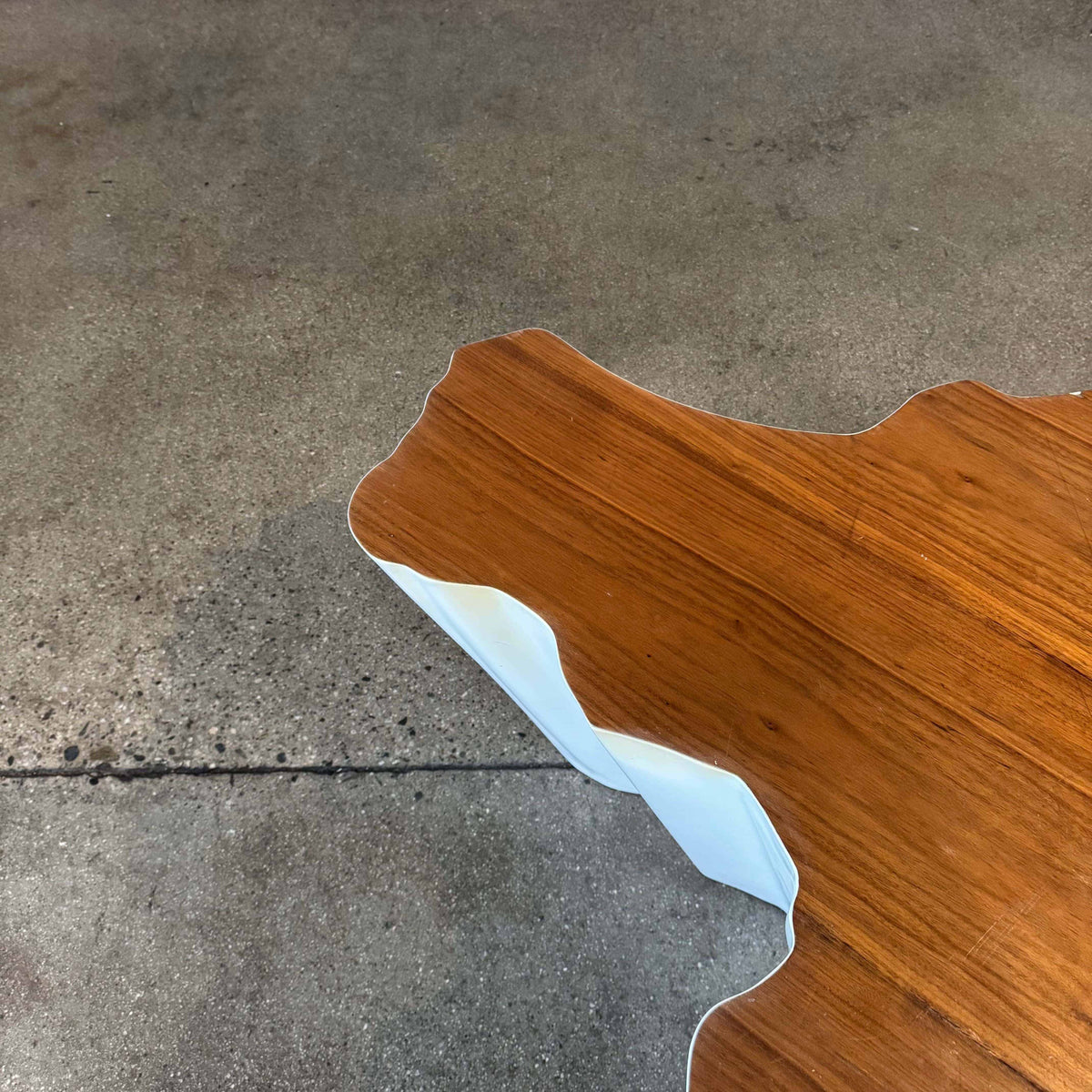 Modern Fiberglass + Walnut Veneer Top Coffee Table