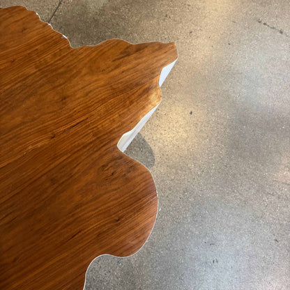 Modern Fiberglass + Walnut Veneer Top Coffee Table
