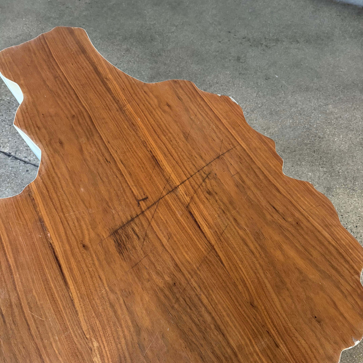Modern Fiberglass + Walnut Veneer Top Coffee Table