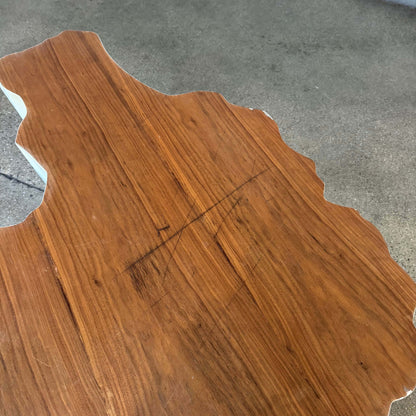 Modern Fiberglass + Walnut Veneer Top Coffee Table