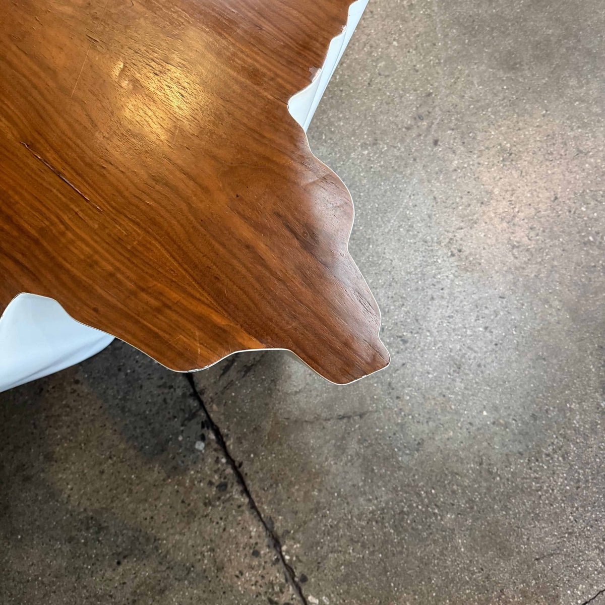 Modern Fiberglass + Walnut Veneer Top Coffee Table