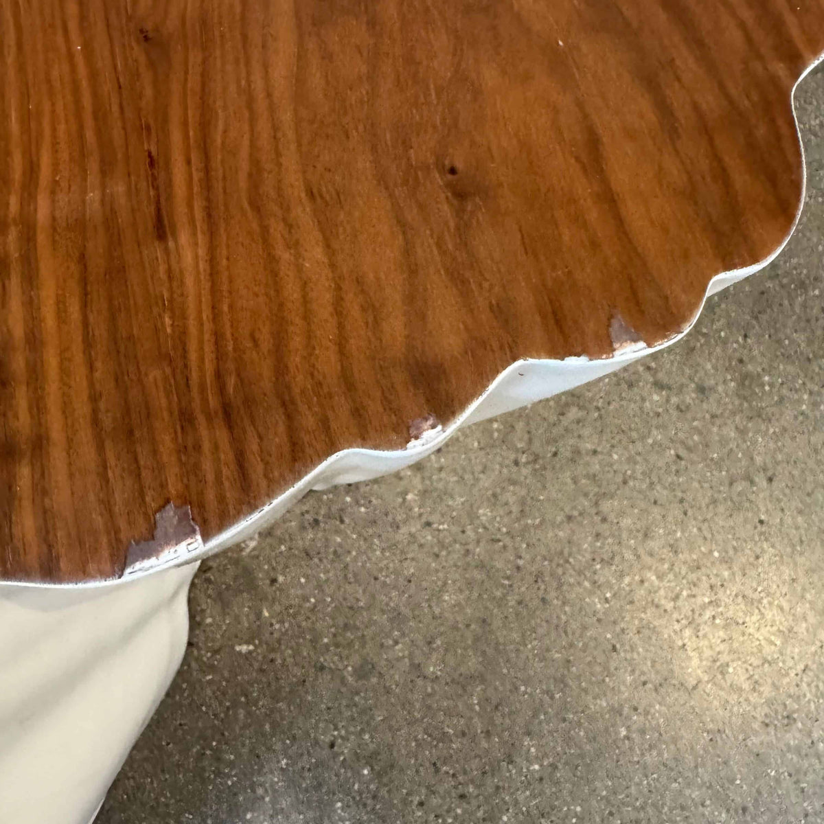Modern Fiberglass + Walnut Veneer Top Coffee Table