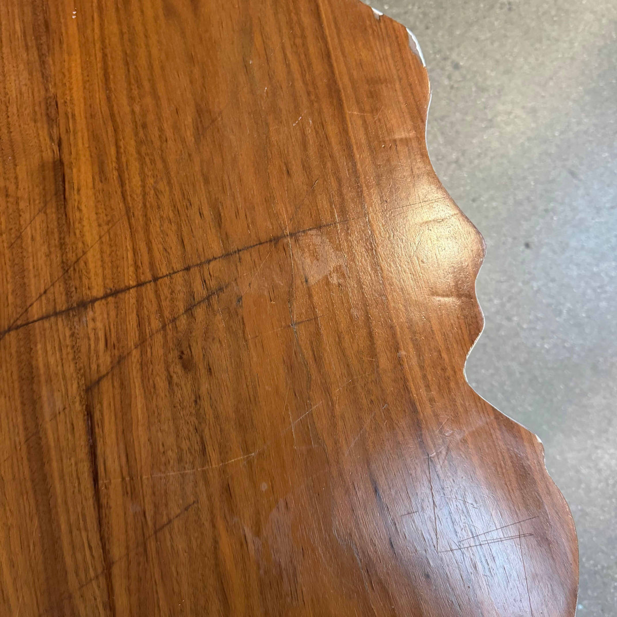 Modern Fiberglass + Walnut Veneer Top Coffee Table