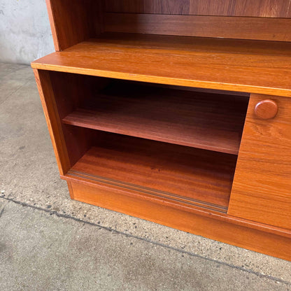 Danish Modern Teak Shelf Cabinet W/ Drop Down Desk + Original Key