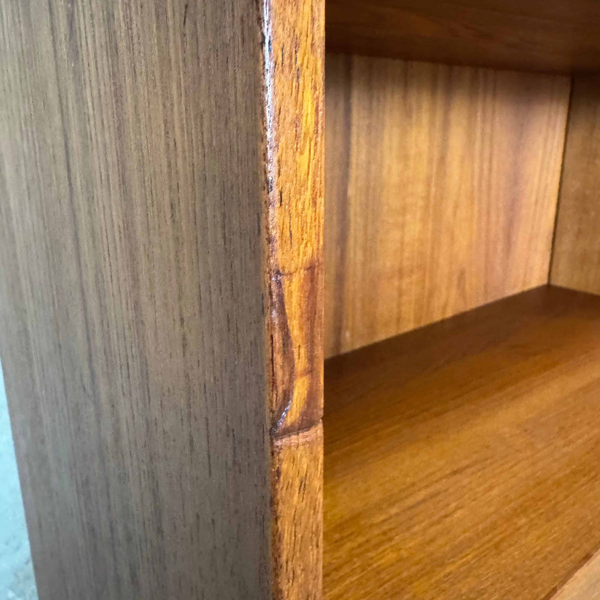 Danish Modern Teak Shelf Cabinet W/ Drop Down Desk + Original Key