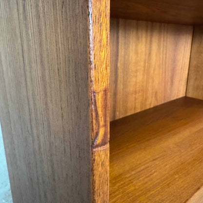 Danish Modern Teak Shelf Cabinet W/ Drop Down Desk + Original Key