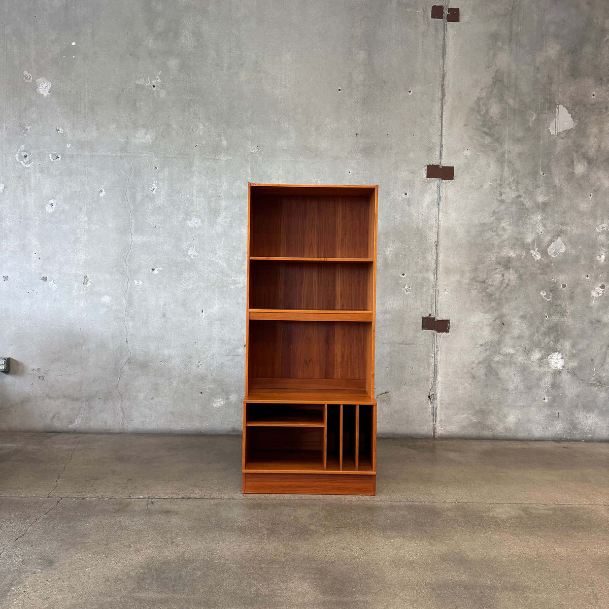 Danish Modern Teak Shelf Cabinet W/ Record Storage