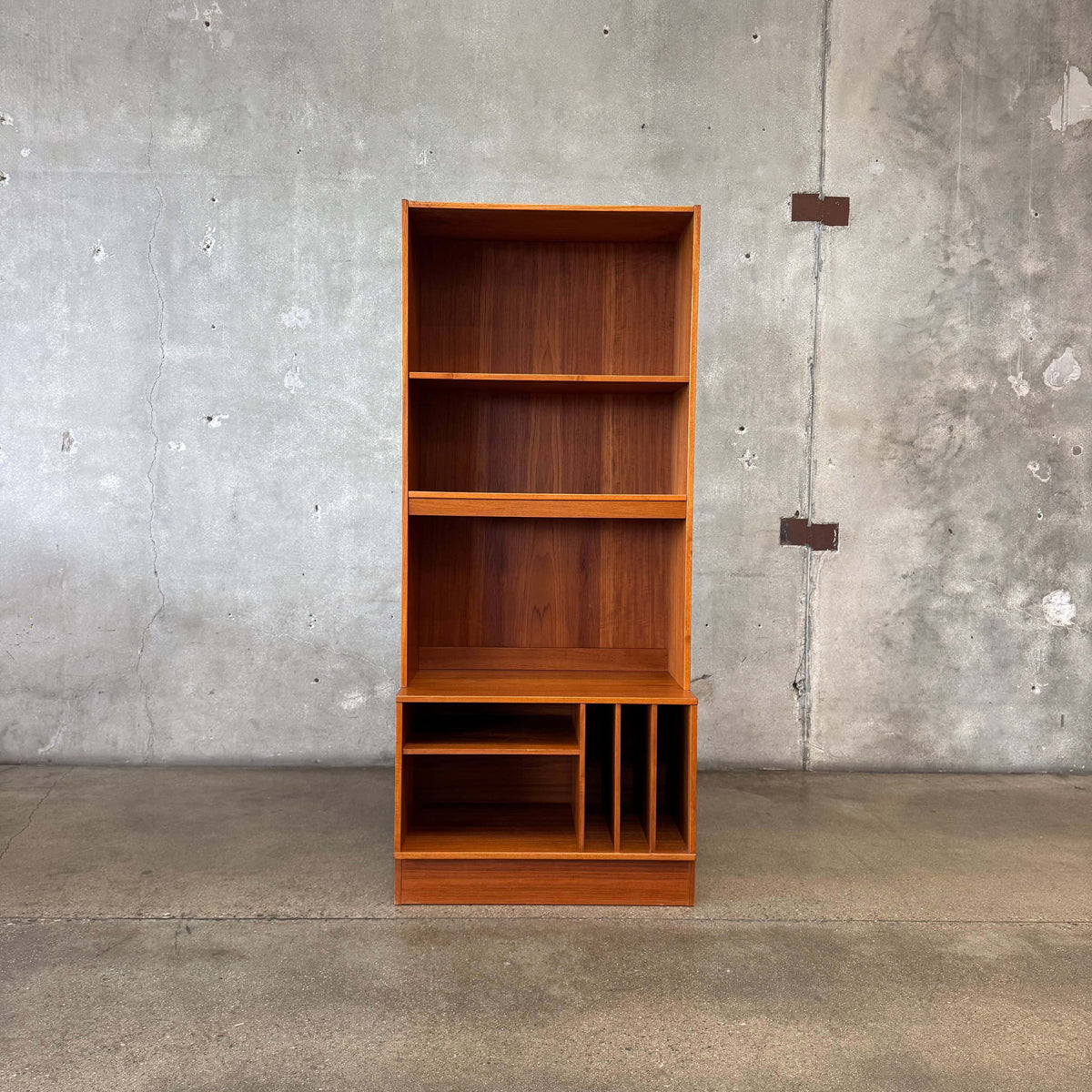 Danish Modern Teak Shelf Cabinet W/ Record Storage