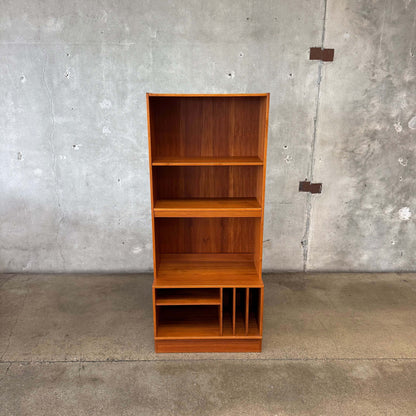Danish Modern Teak Shelf Cabinet W/ Record Storage