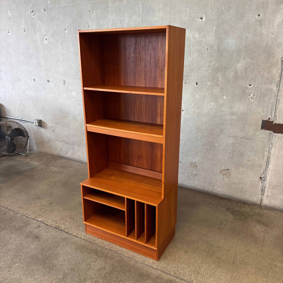 Danish Modern Teak Shelf Cabinet W/ Record Storage