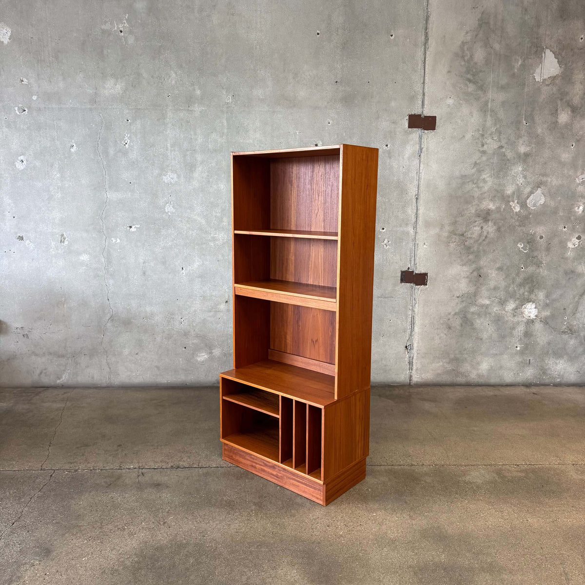 Danish Modern Teak Shelf Cabinet W/ Record Storage