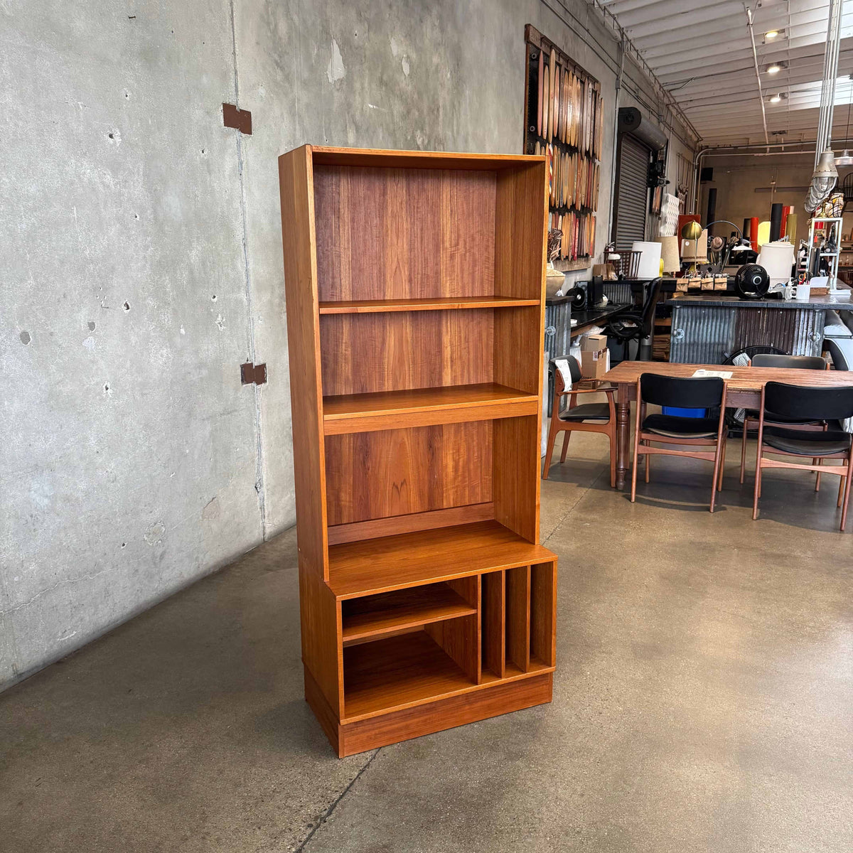 Danish Modern Teak Shelf Cabinet W/ Record Storage
