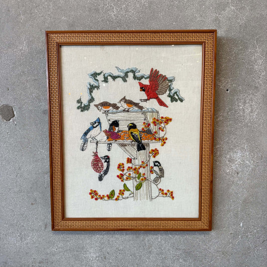 Vintage Crewel Bird Art