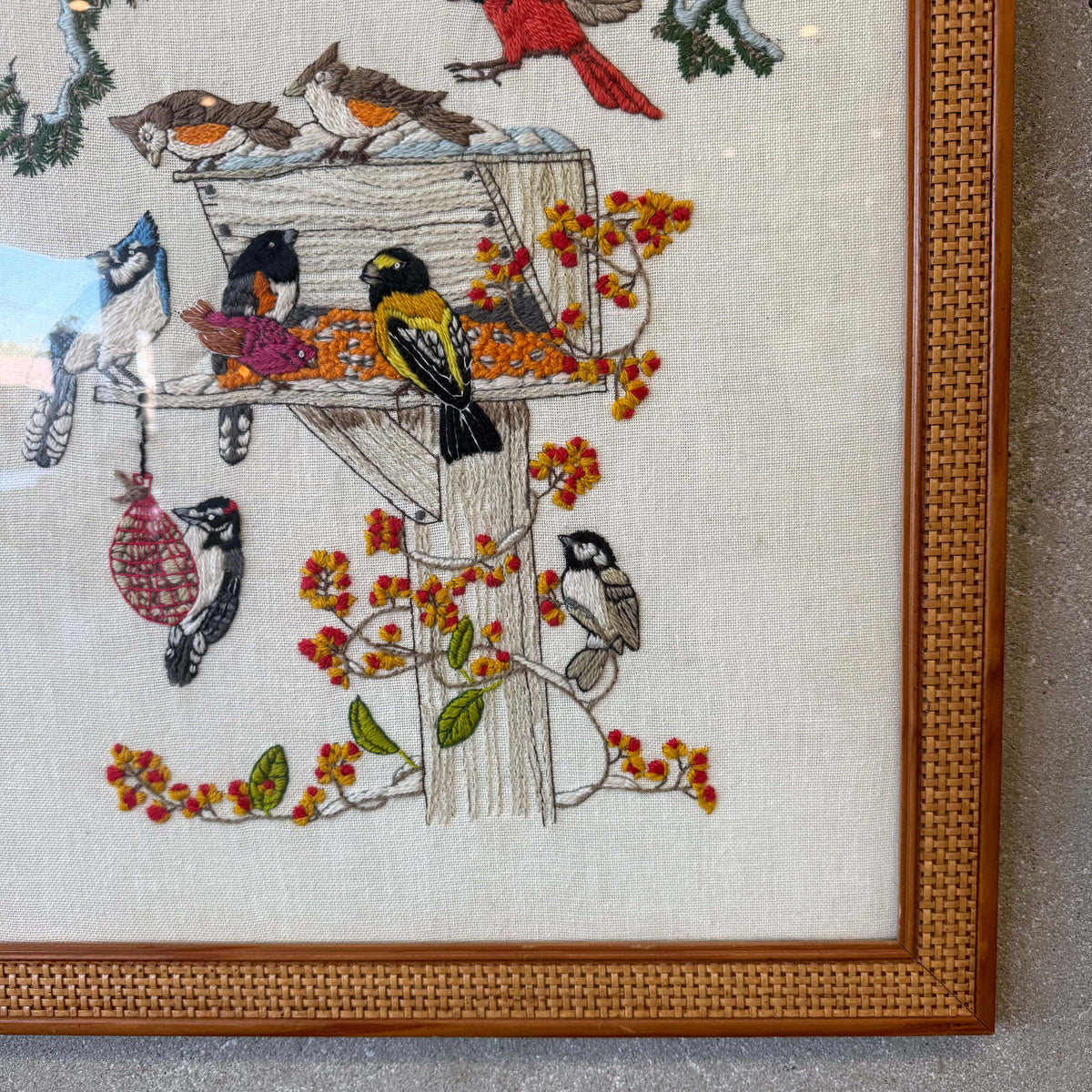 Vintage Crewel Bird Art