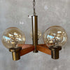 Mid Century Modern Five Light Smoked Glass Ball Chandelier