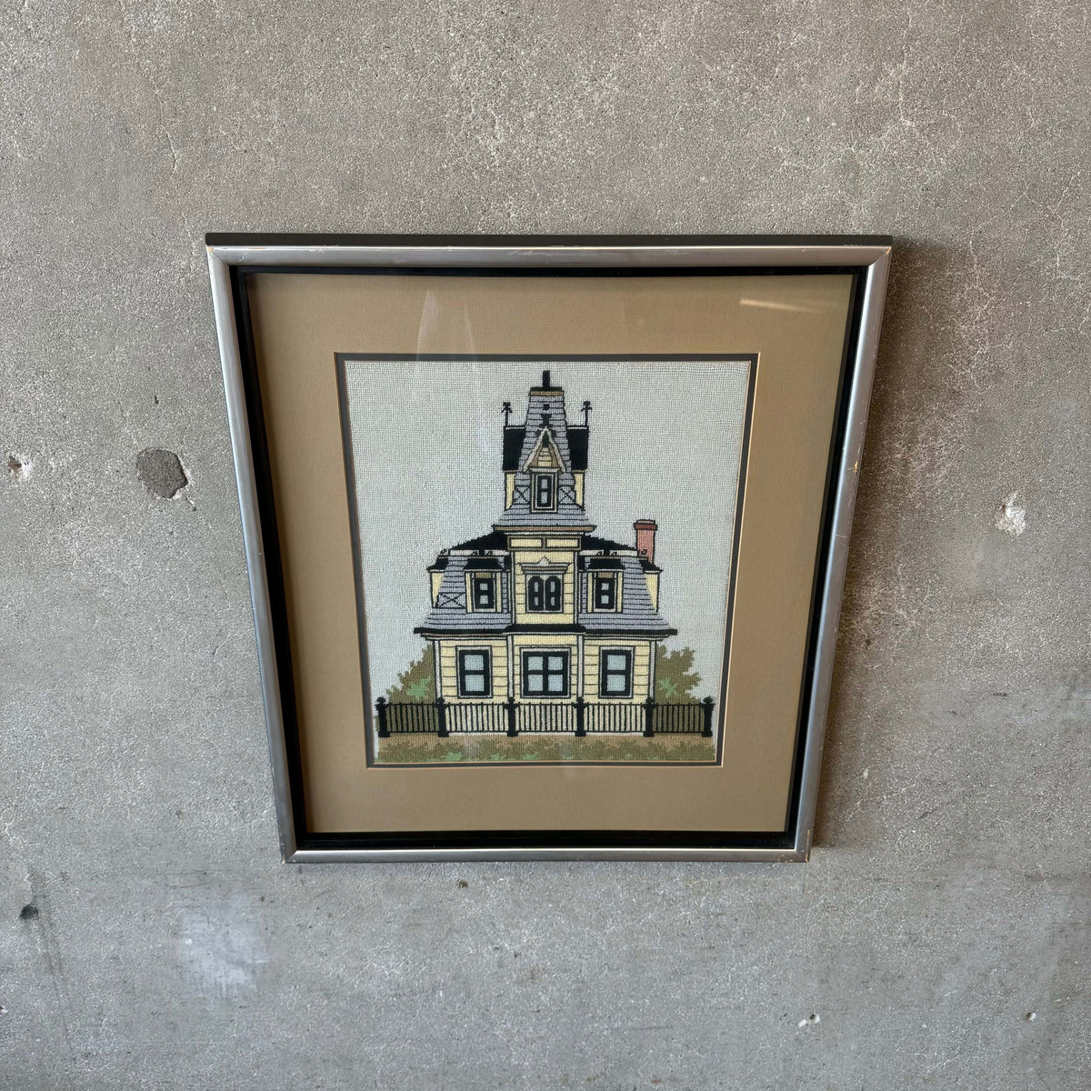 Vintage Needlepoint Victorian House