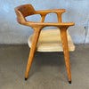 1960s Mid Century Modern Oak Arm Chair With Leather Seat By Gunlocke