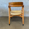 1960s Mid Century Modern Oak Arm Chair With Leather Seat By Gunlocke