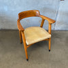 1960s Mid Century Modern Oak Arm Chair With Leather Seat By Gunlocke