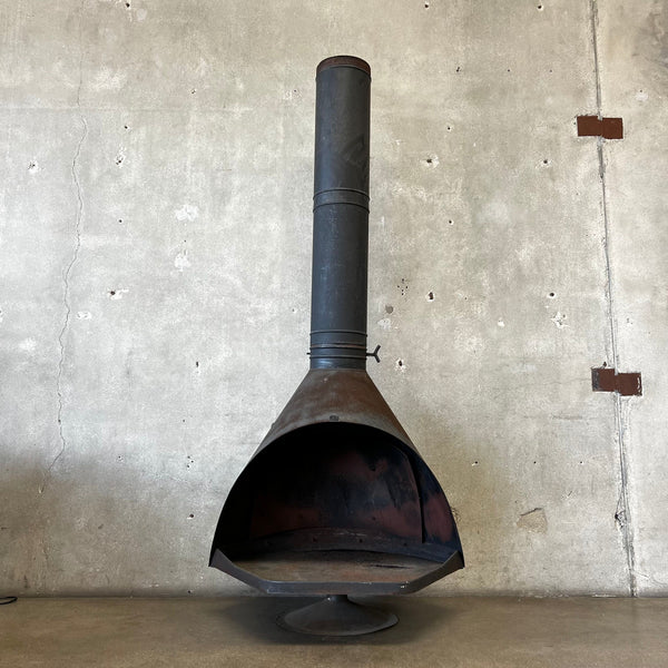 Vintage Mid Century Modern Matte Black Majestic "Firehood" Fireplace