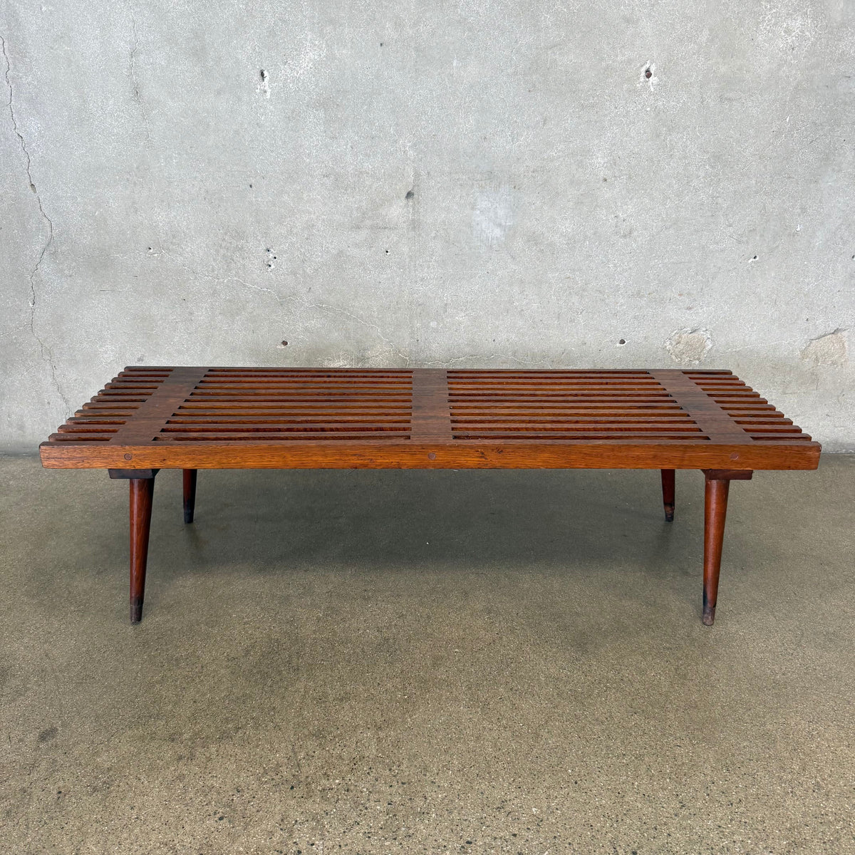 Walnut 50s Slat Bench