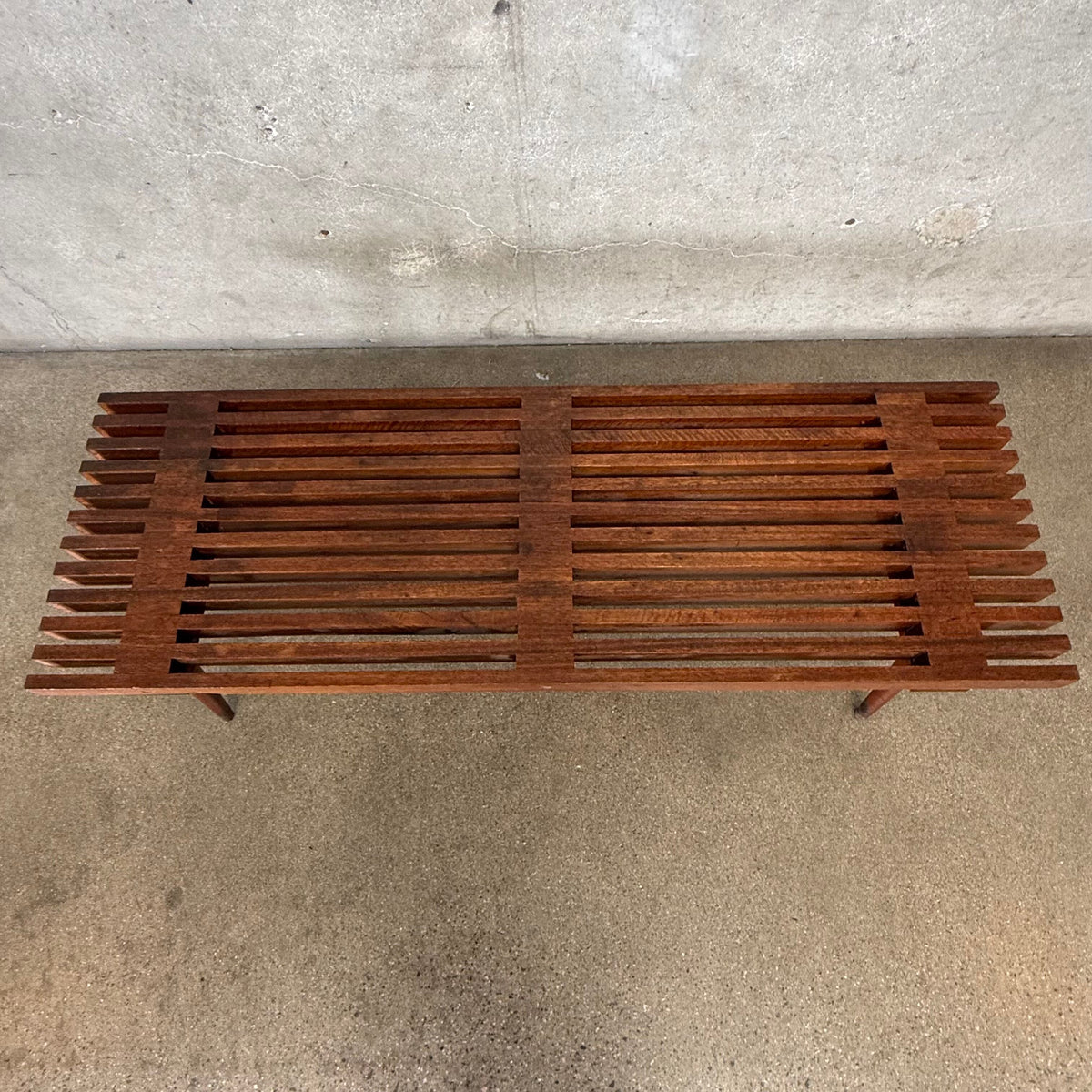 Walnut 50s Slat Bench